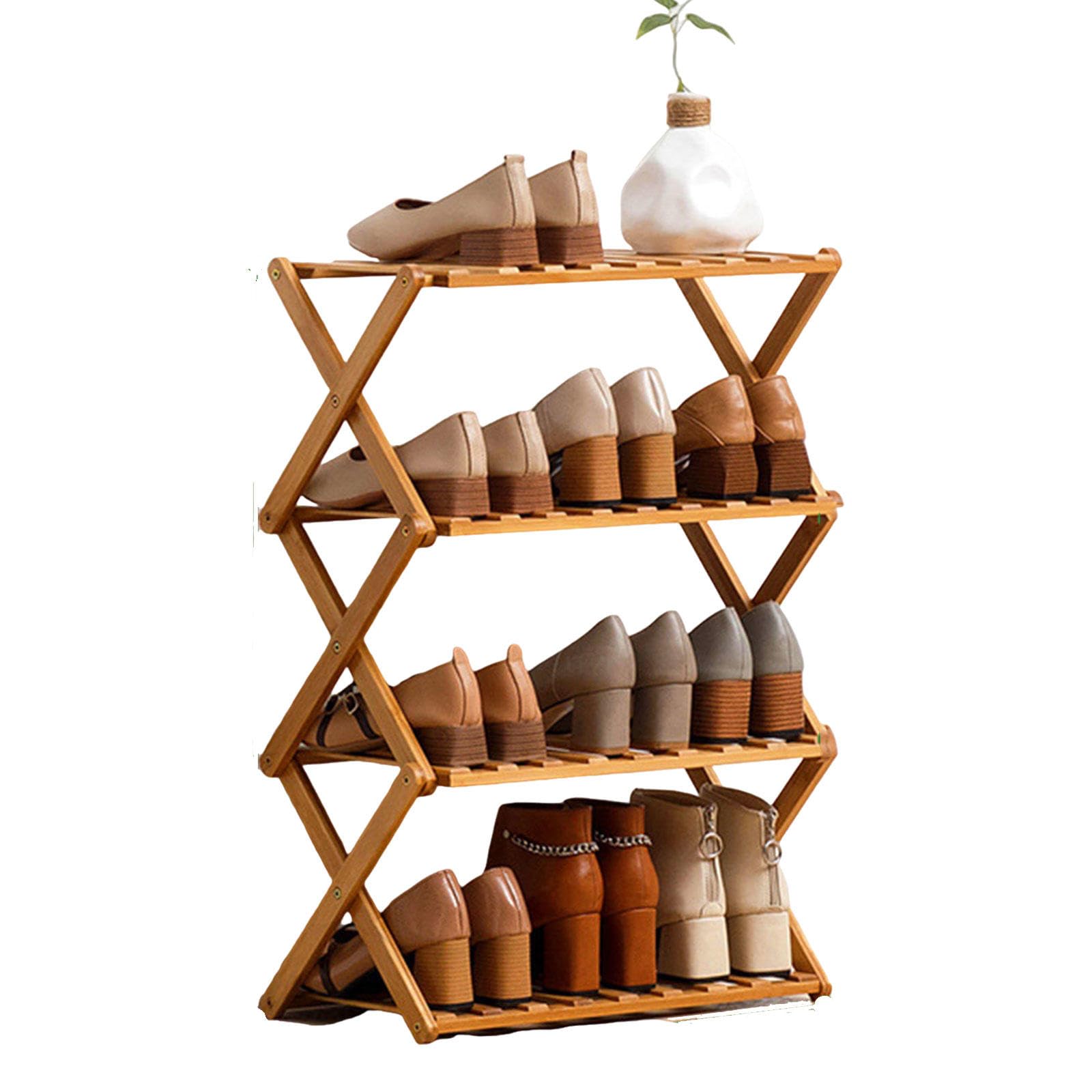 Przenośny bambusowy stojak na buty – wolnostojący, nie wymaga instalacji, składana półka do przechowywania, do przedpokoju, salonu, sypialni, 50 x 25 x 57 cm