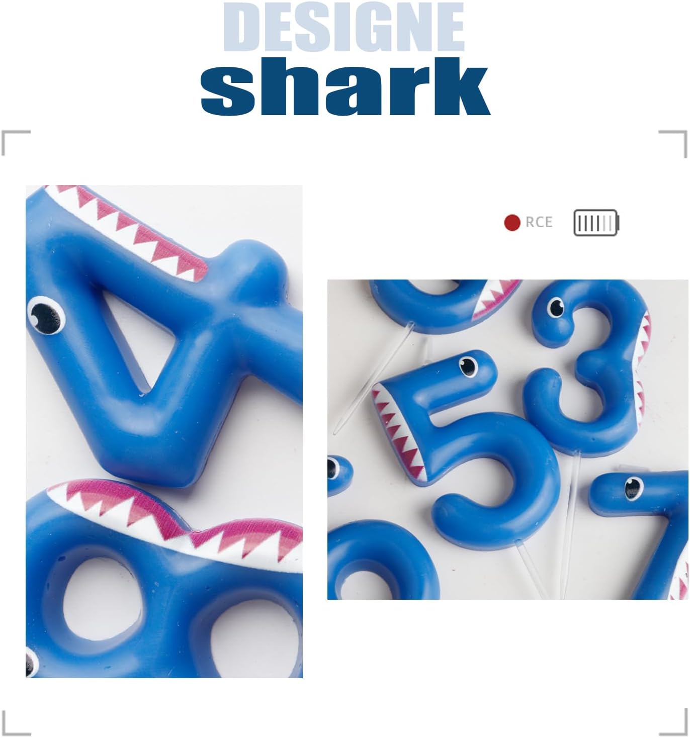 Blue Birthday Candles Shark Number 4,Number 4 Candle,Shark Party Decorations for Cake Toppers,Happy Birthday Candle,Ocean Animals Theme Party Shark Baby Shower Birthday Party Decorations