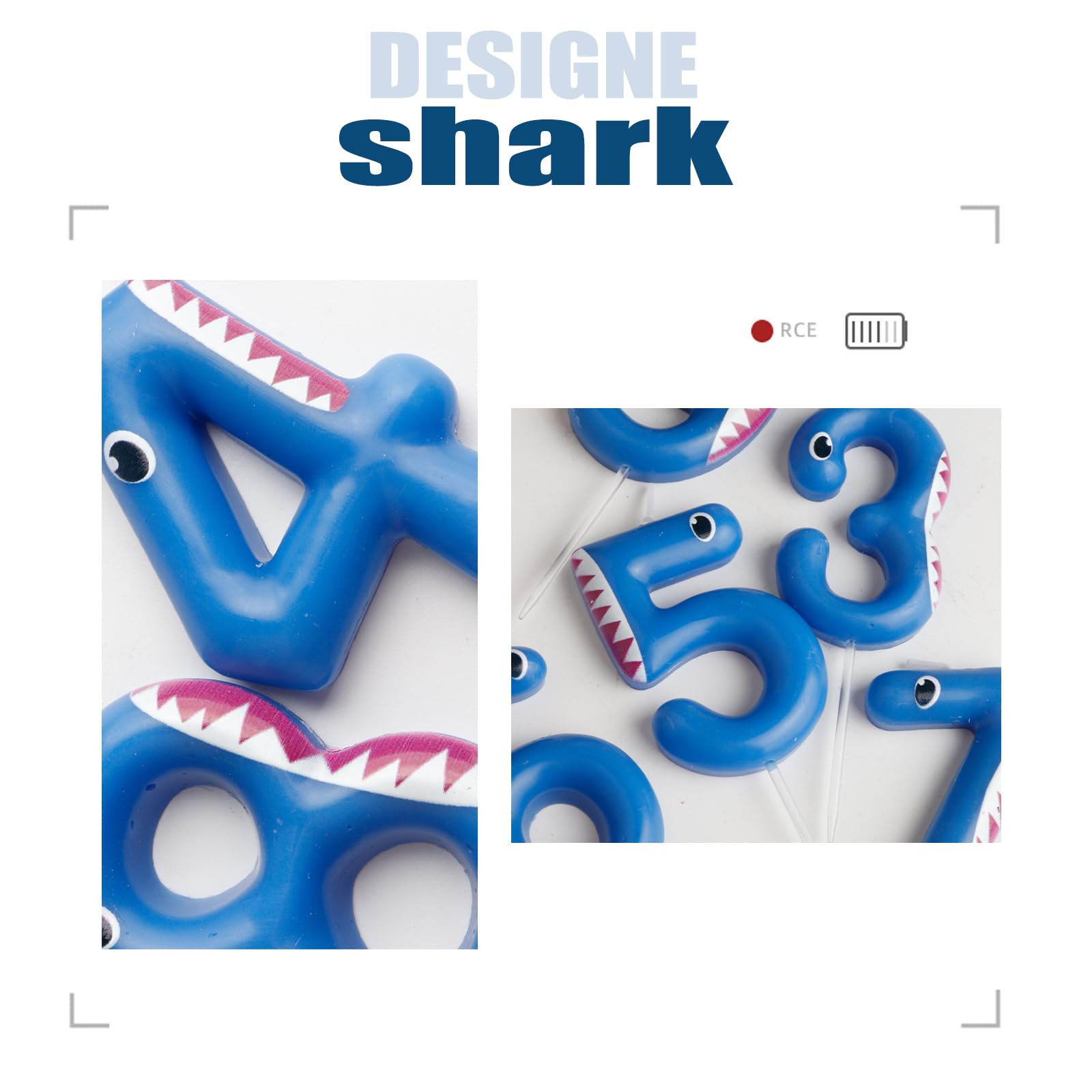 Velas de cumpleaños azules con el número 4, vela número 4, decoraciones de fiesta de tiburón para decoración de pasteles, vela de feliz cumpleaños, fiesta temática de animales del océano, tiburón,