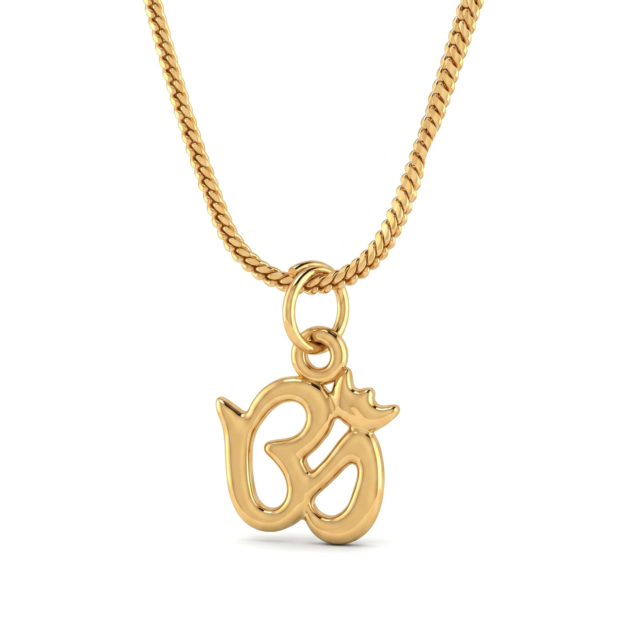 yellow Plated Classic Om Pendant with Chain for Men and Women - Minimalist Polished Aum Locket Necklace - Hindu Spiritual Religious Yoga Jewelry Gift(ACPC0287)-image-16