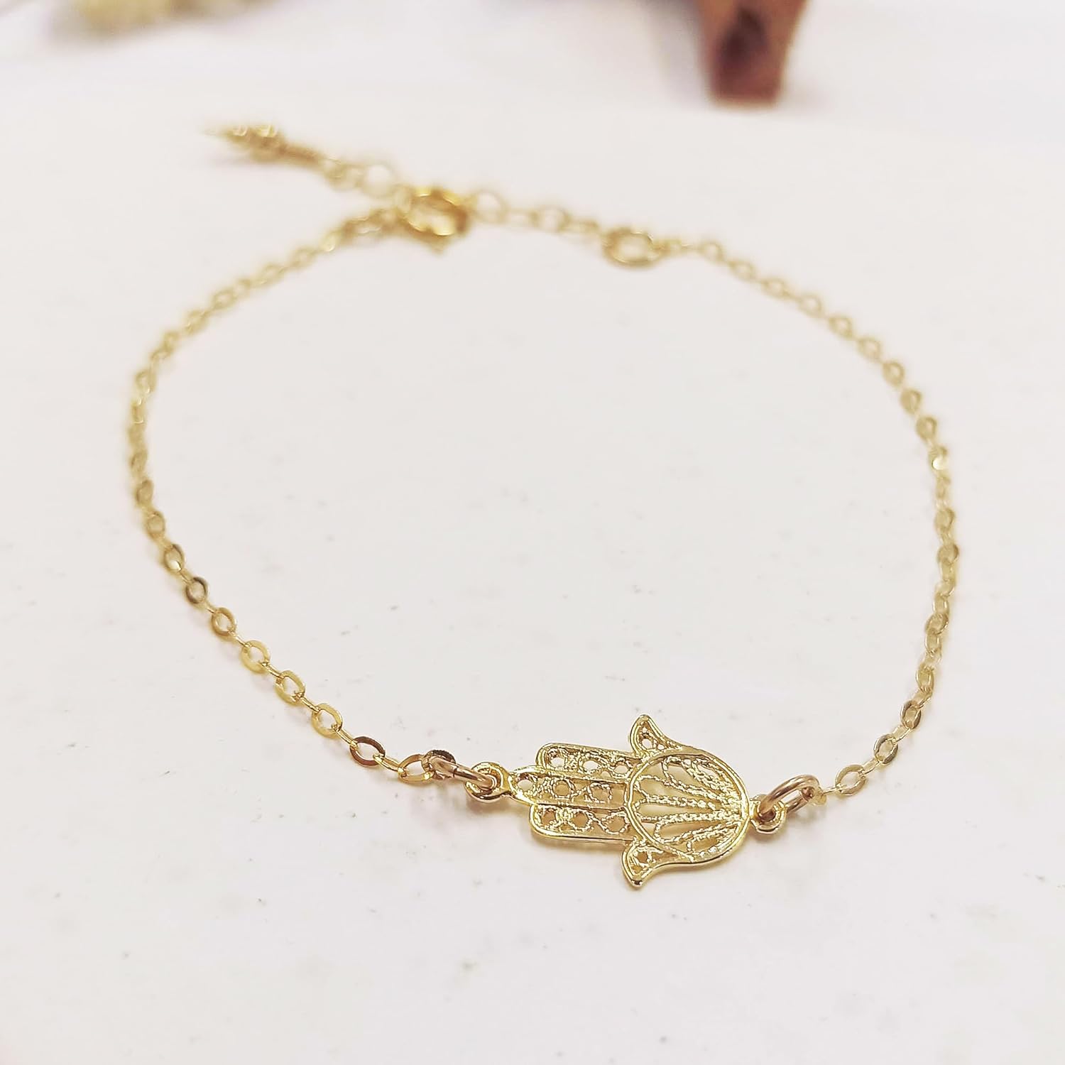Hamsa Bracelet – Gold Filled or Sterling Silver, Delicate and Minimalist Hand of Fatima Protection Jewelry, 6.5–7.5” - Image 5