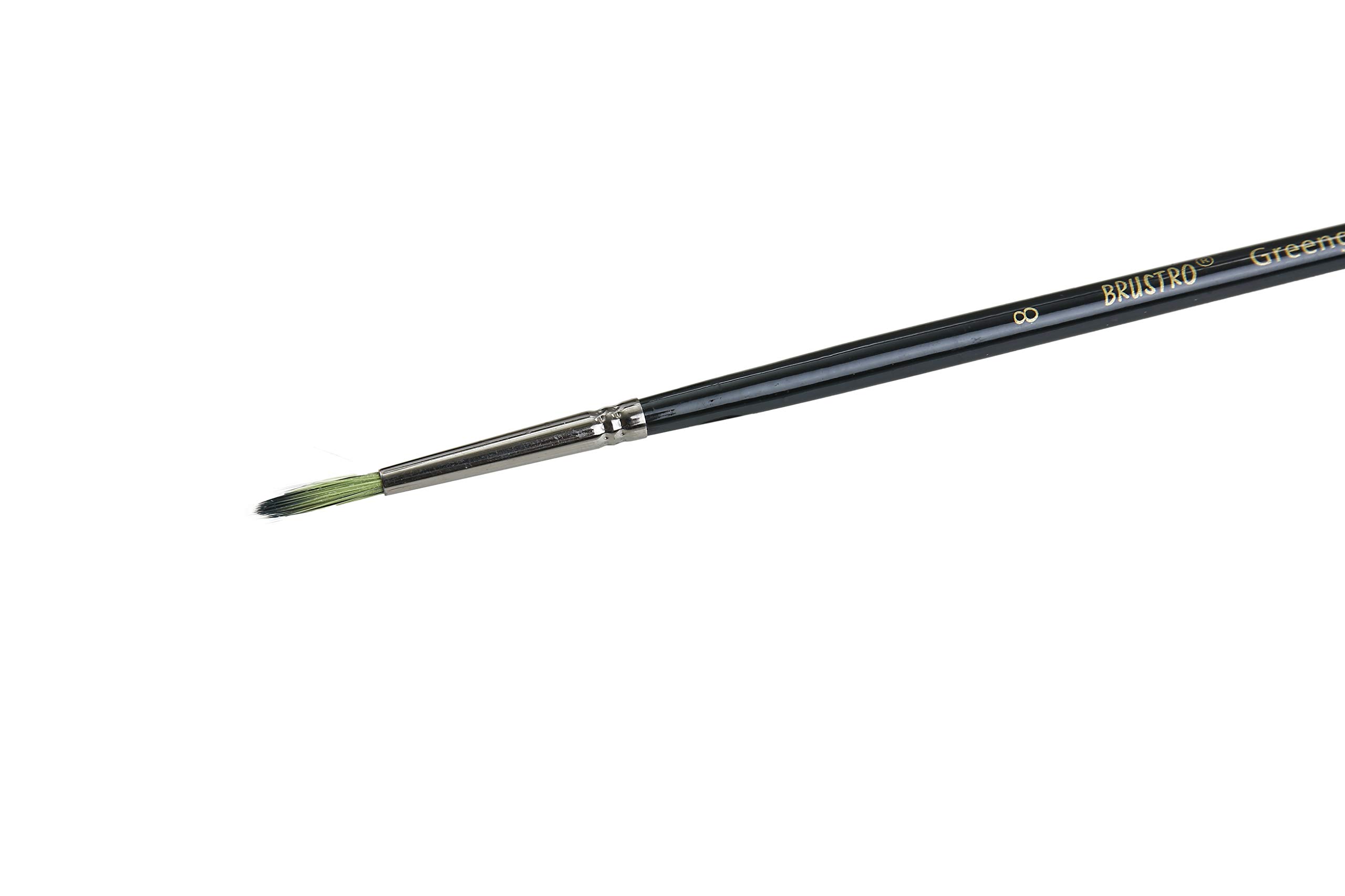 Brustro Artists Greengold Acrylic Brush Round Series 1800 - Size - 8 | Ideal for Oil, Acrylic Painting on Paper, Canvas, Fine Art Students and Professional.