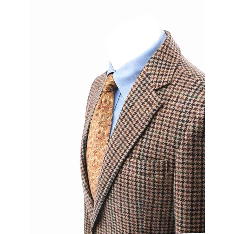 Mens Houndstooth Suit Jacket Men Wool Slim Fit Business Blazer Prom Two-Button Wedding Coats3