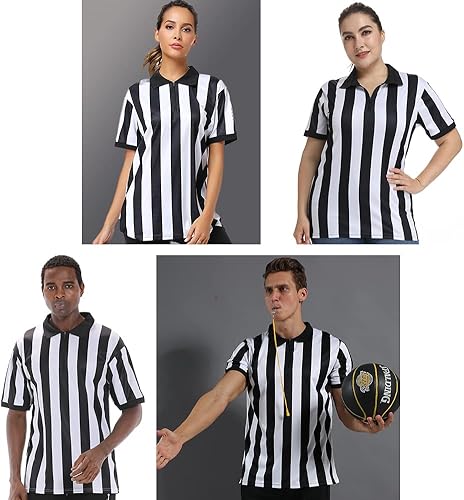 Miniatura 2 de Shinestone Camisa de árbitro, camisa de disfraz de árbitro para mujeres y hombres, cuello con cremallera para deportes y Navidad
