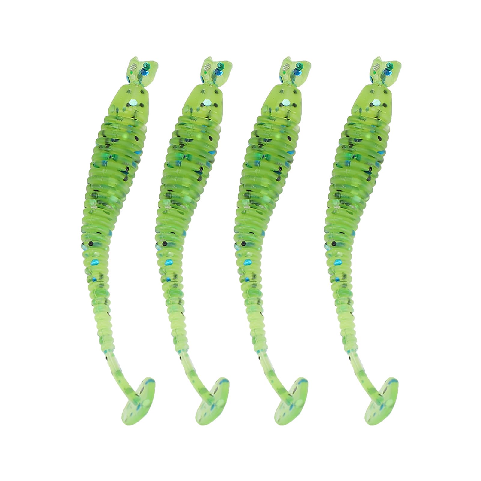 50PCS 5cm Señuelos de Pesca de plástico Blando Cebos de Larva de Cola en T Accesorios para Aparejos de Pesca para Pesca en Agua Dulce y Salada Acción de natación