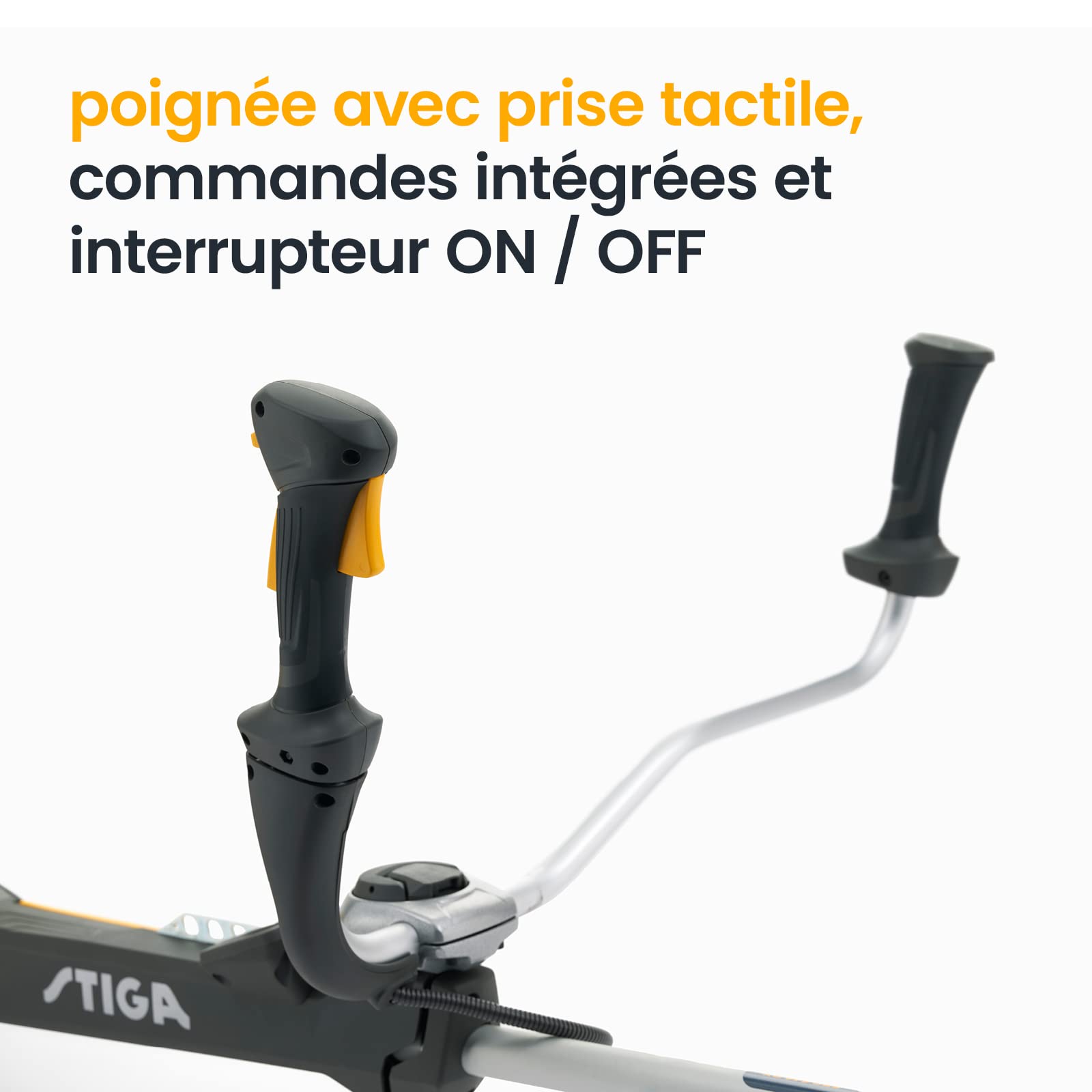 STIGA BC 750 B débroussailleuse - Moteur 44.8 CC 2 Temps, Largeur de Coupe 45 cm, poignée Ergonomique Double, écran Digital, Lame métallique Tri-Arc et tête Tap&Go Dual Line