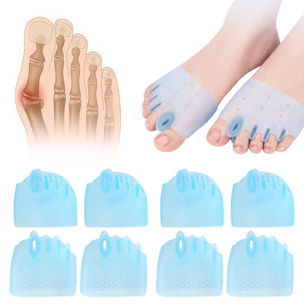 Silicone Toe Separator, 4 Pairs Gel Toe Separators Ball of Foot Cushions Toes Spreaders for Feet for Overlapping Toes, Hammer Toe Crooked Toes for Men