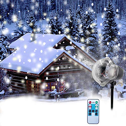 Wiiguda@Luz LED de Nieve Proyector de Luces de Nieve Nocturnas Nieve Blanco Decoraciones de Navidad Luz de Navidad para Paisaje Interior y Exterior Iluminacion Docorativa la Boda, ANo Nuevo y Navidad