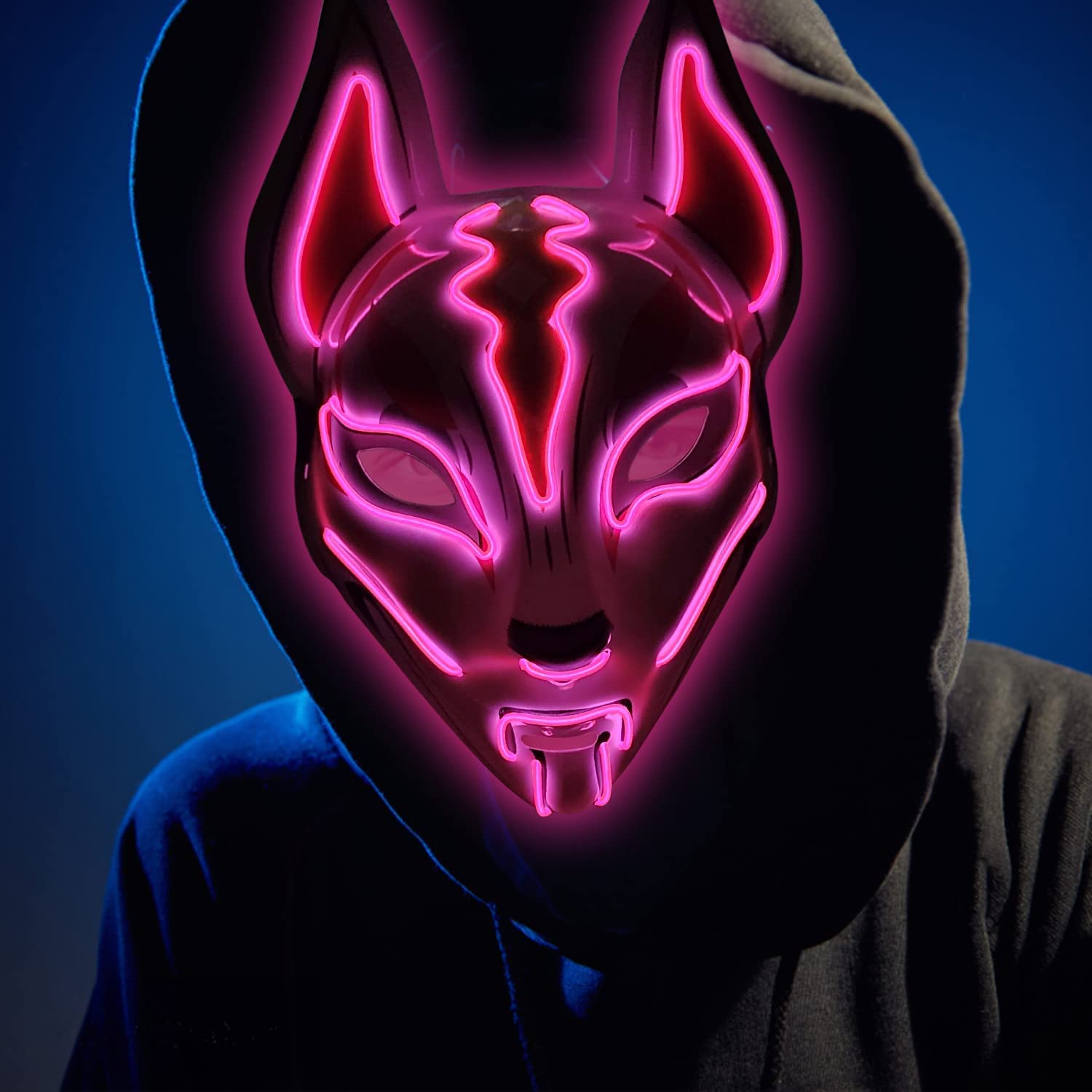 ZYJ-AWASA Light Up Mask Led Halloween Mask Light Up Fox Mask for Party Halloween Costume