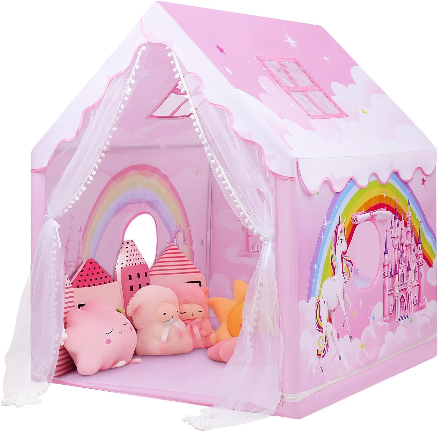 Gurukrupa International Light Weight Kids Play Tent House for 3-8 Year Old Kids Girls and Boys (1-Rainbow)