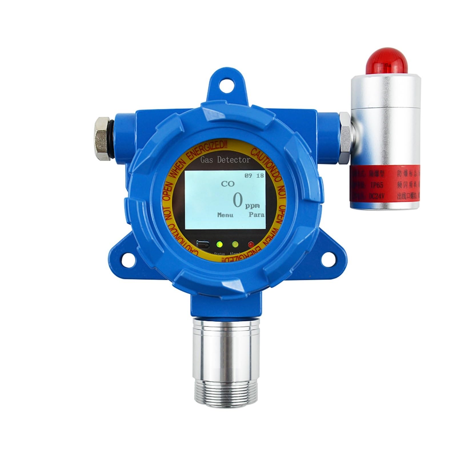 Pantalla LCD Fija del probador del Gas del CO del Sensor del Detector de Fugas de Gas del monóxido de Carbono(0-1000ppm 1ppm,RS485 Modbus+Alarm Light)