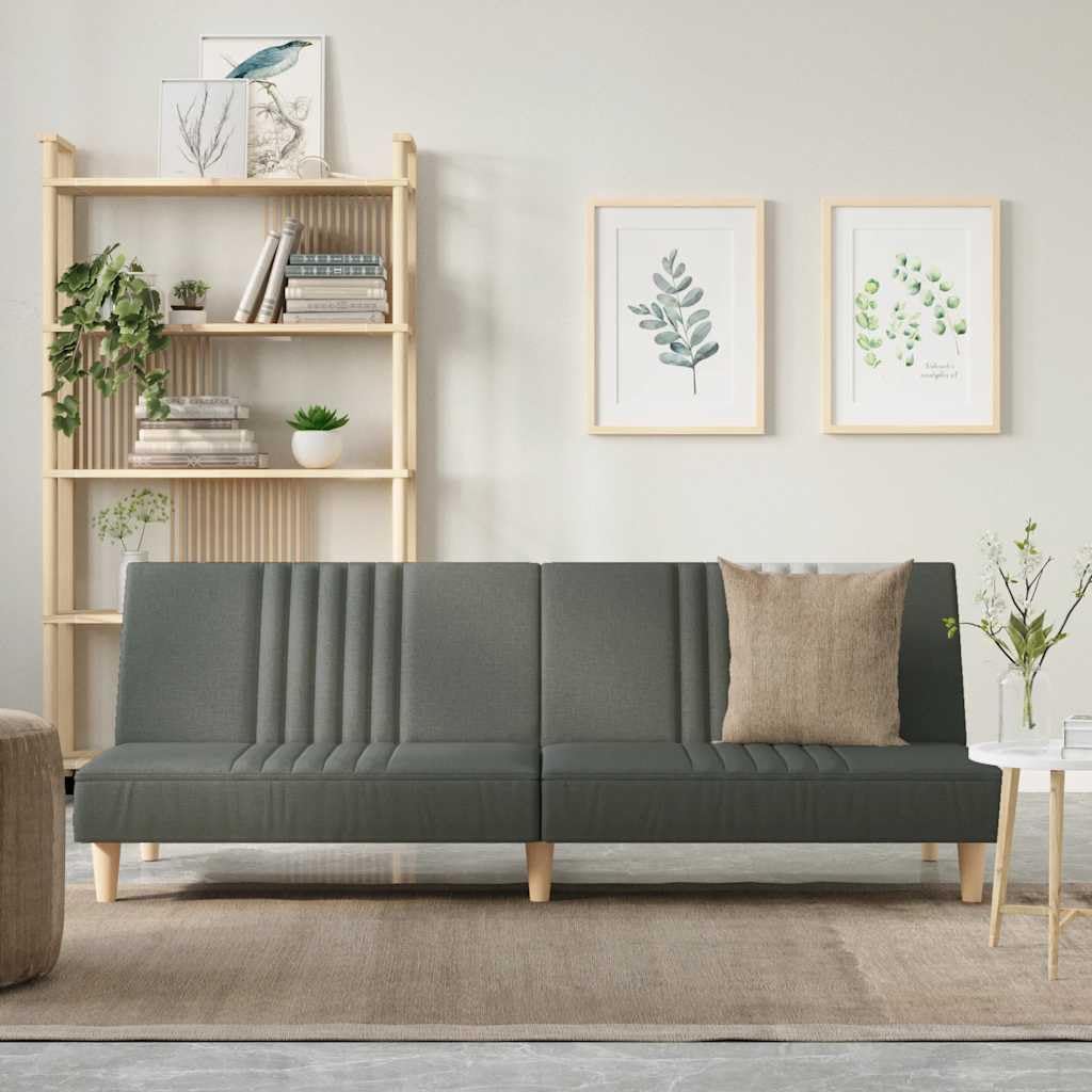 Schlafsofa Dunkelgrau 200x100 cmStoffbezug Polyester Sperrholzrahmen Modernes Design mit Verstellbarer Rückenlehne für kleine Räume Wohnzimmer Gästezimmer Büro