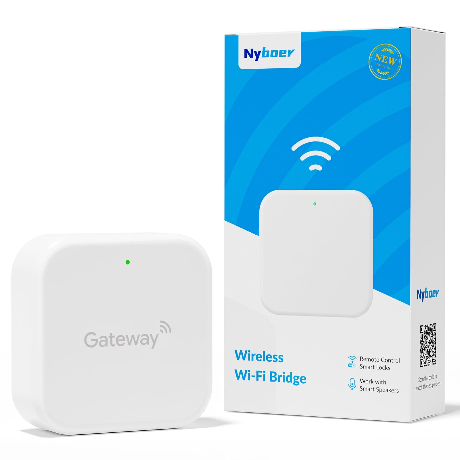 Wi-Fi Gateway Remotely Control Smart Fingerprint Door Lock with TT Lock App, Gateway Smart Hub Compatible with Alexa Voice Control,Electronic Lock Assemblies by Nyboer