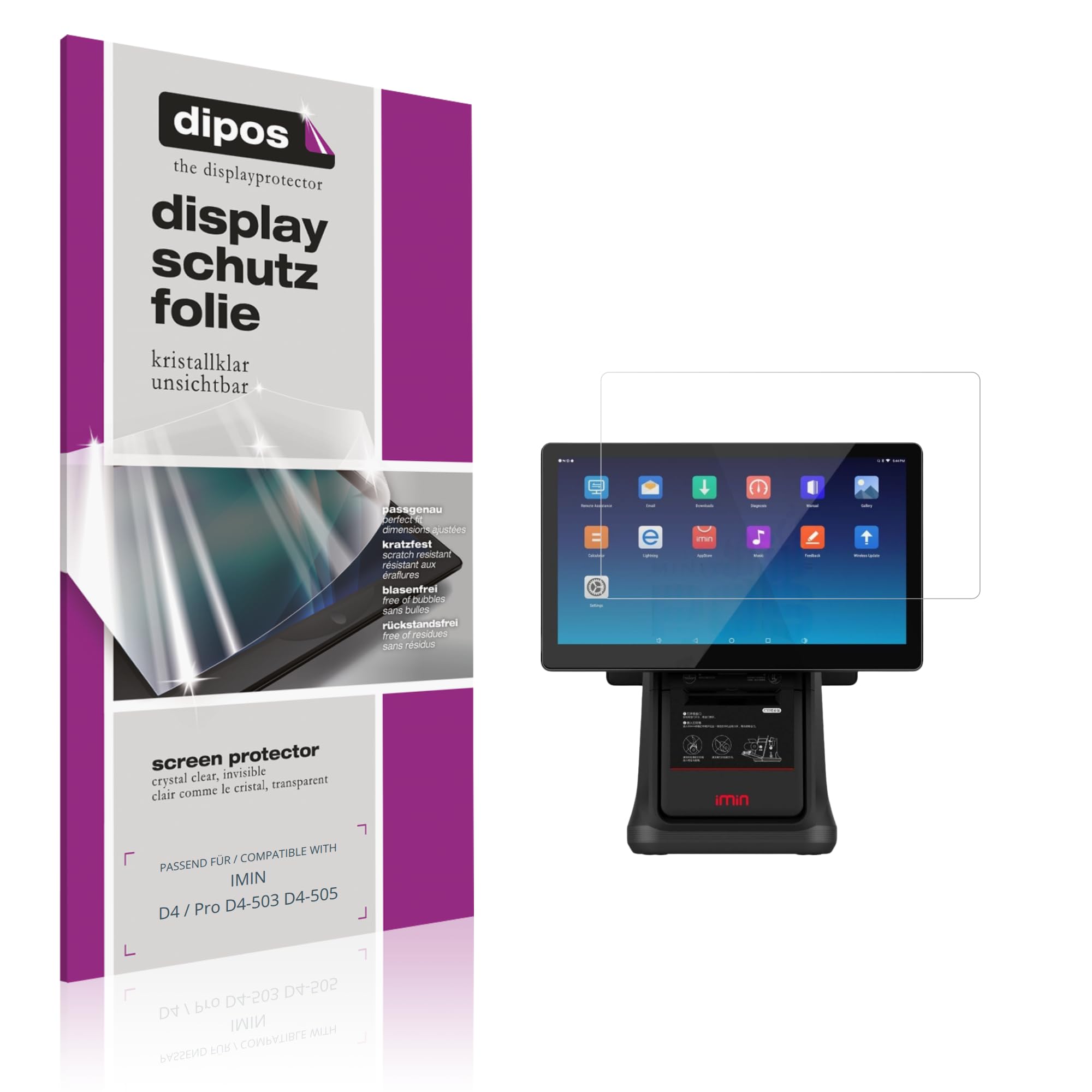 dipos 2x Protector de Pantalla claro para IMIN D4 / Pro D4-503 D4-505