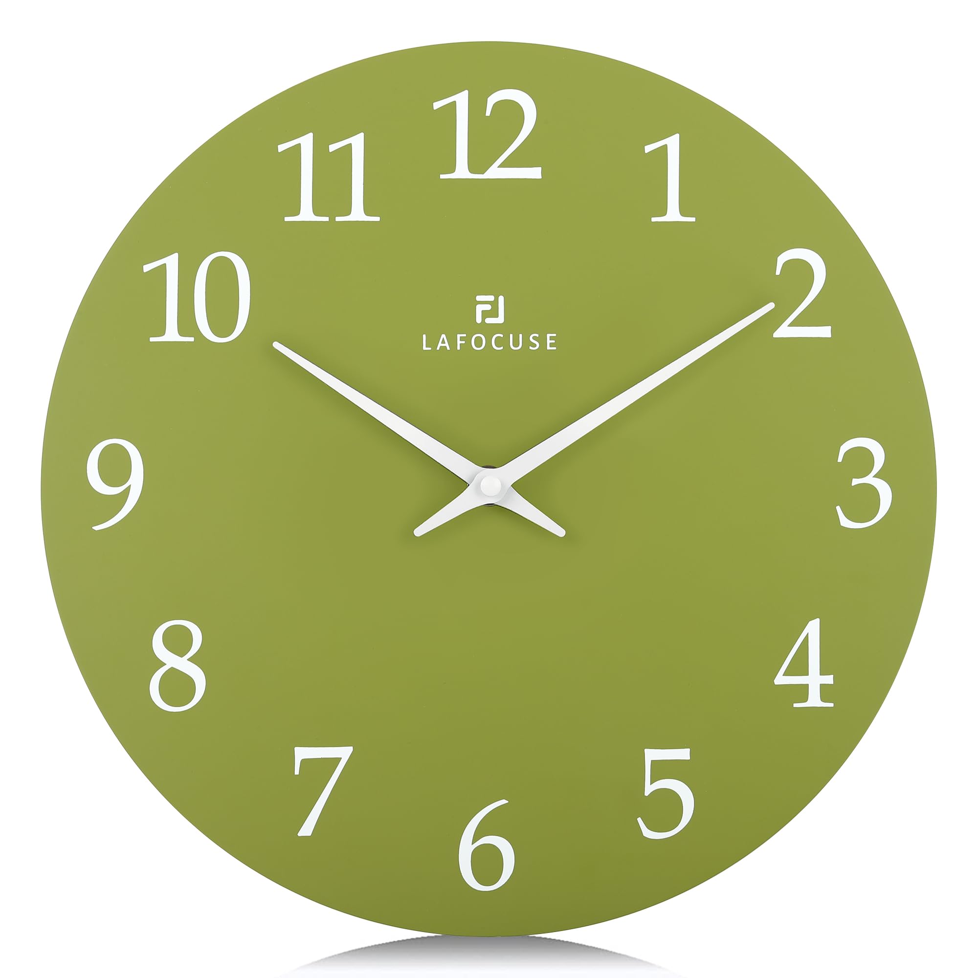 Lafocuse 12 Inch Modern Silent Green Wall Clock Non Ticking
