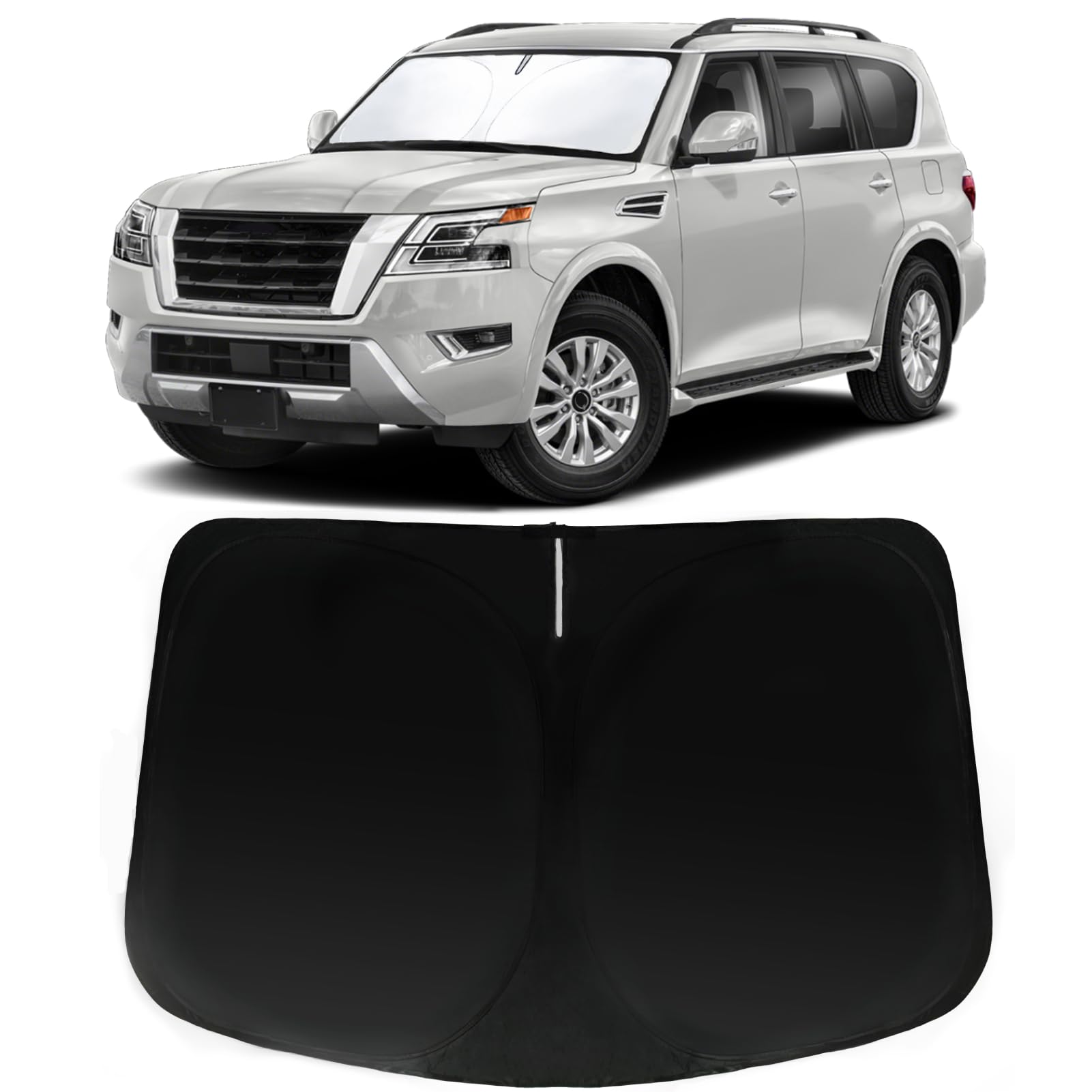 PAIMOHO Windshield Sun Shade for Nissan Armada 2017-2024, Car Front Window Sunshade with 240T Sun Visor Protector Blocks UV Rays Heat Sun Shield Accessories