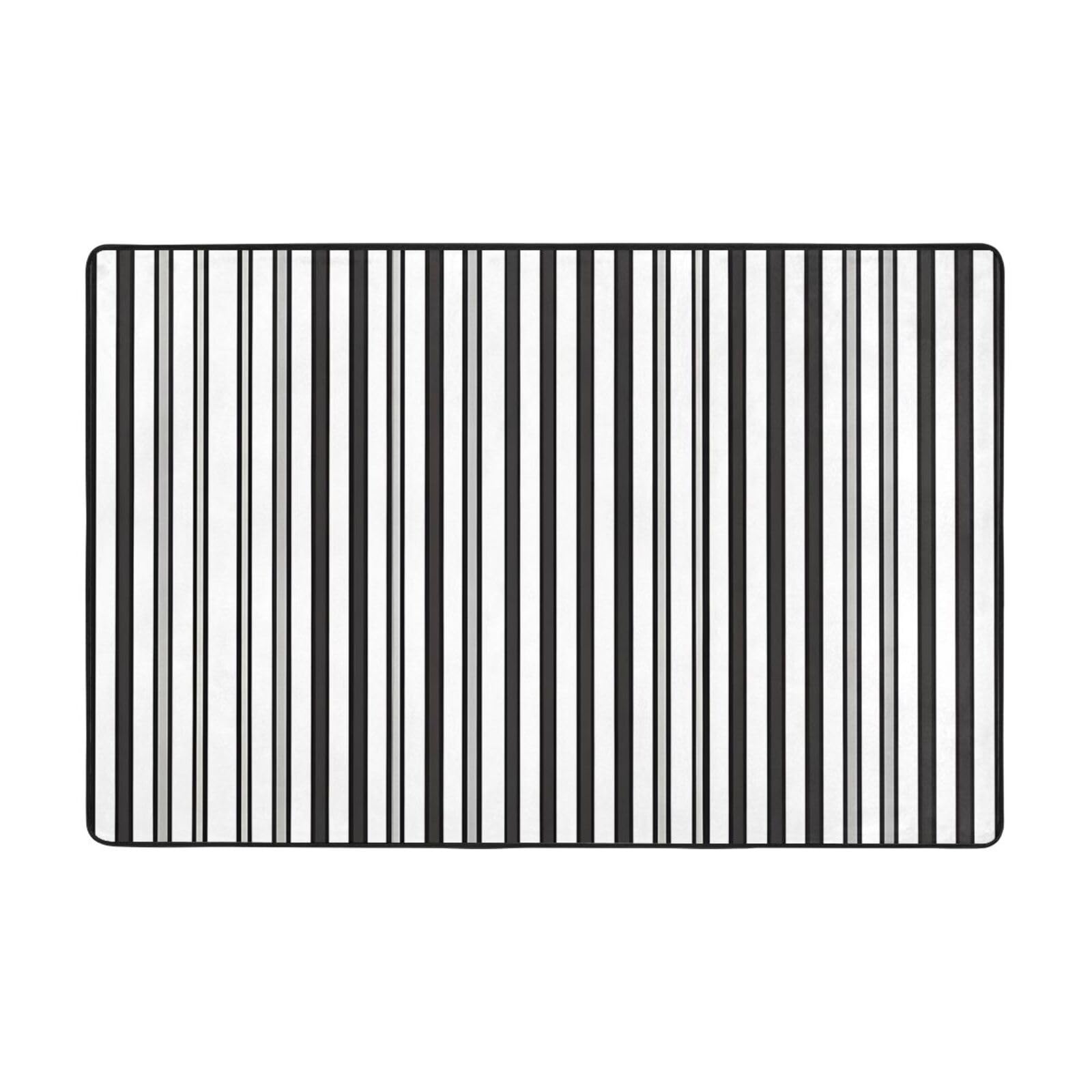 Premium-Teppich, schwarz-weiß gestreift, 91 x 61 cm, 183 x 121 cm, bedruckt, ultraweiches Flanell mit hochdichtem Memory-Schaum, für Wohnzimmer und Büro