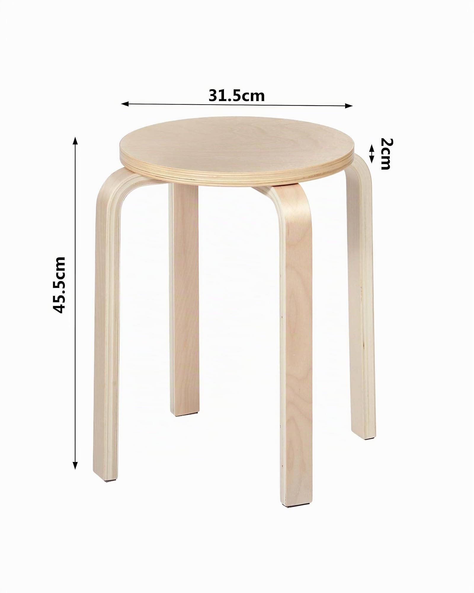 Tabouret Bois Lot de 2 Tabourets Empilables en Bois Tabouret Bas Rond pour Cuisine Salle à Manger Salon Café Maison Bureau Petit Tabouret en Bois Siège d’Appoint Gain de Place