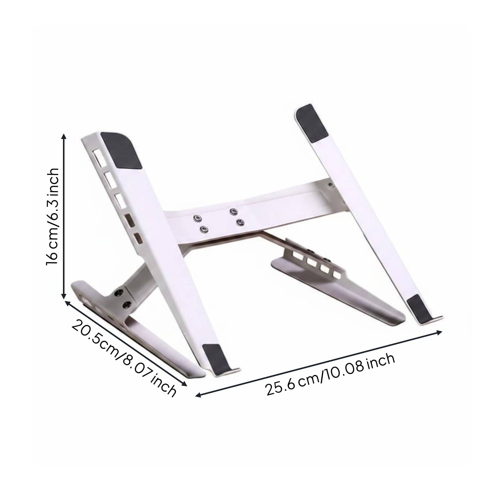 Qianly Supporto Laptop Regolabile Supporto Computer Portatile Rialzo Notebook Base Ventilata Riser Ergonomico con Passaggio in Acciaio al Carbonio Adatto a Postazione Editing, Bianco