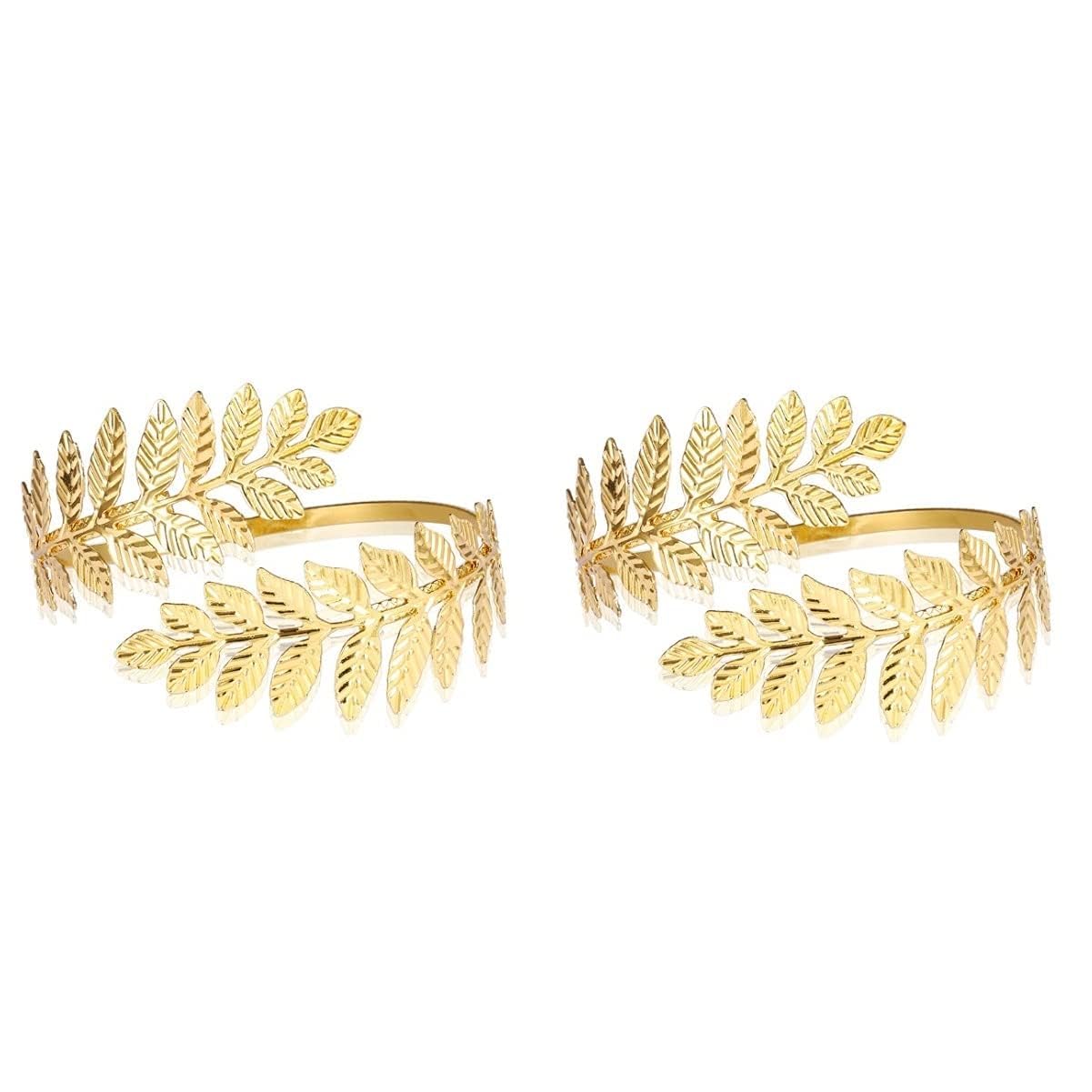 1 Pair Fashion Swirl Leaf Upper Arm Band Bracelet Armlet Cuff Open Bangle Armband Adjustable Hammered Wrap for Women Girls Wedding Jewelry Accessories-image-14