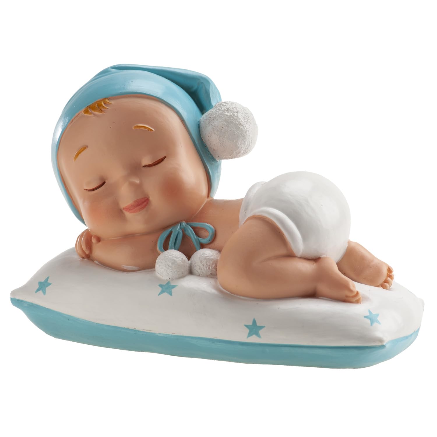 dekora- Figura de Decoracion Bautizo Niño, Bebé dormido, 10 cm, Elaborada en Resina, Adorno para Tartas de Bautizo y Baby Shower Diseño Original y Detallado Apto para Contacto Alimentario — view 3