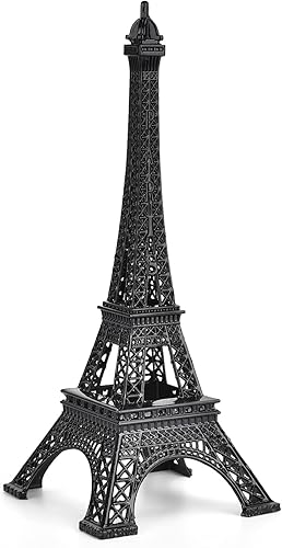 ESHATO Estatua de torre Eiffel de metal negro, 10 pulgadas, réplica de figurita decorativa, soporte para decoración de tartas, decoración de mesa,
