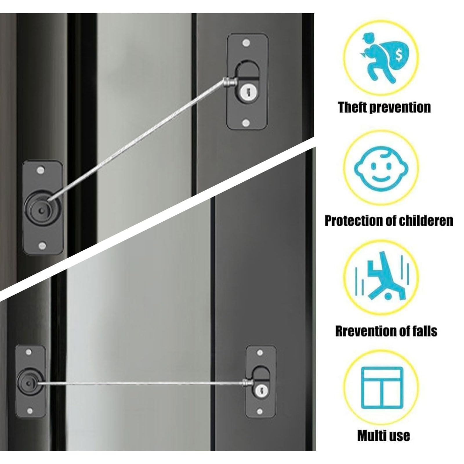 Pack of 2 Fridge Locks, No Drilling Fridge Cabinet Doors, Children's Safety Lock with 4 Keys, for Fridge Washing Machines and Doors - Image 4