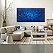 MyArton Large Abstract Dark Blue Square Wall Art Hand Painted Textured Oil Painting on Canvas Ready To Hang 60x30inch