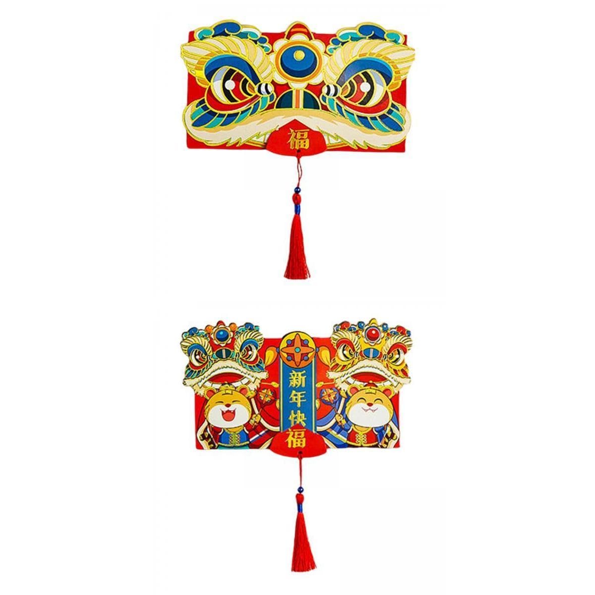 2Pcs Chinese Style Folding Red Envelopes Lucky Money Bag for Festival
