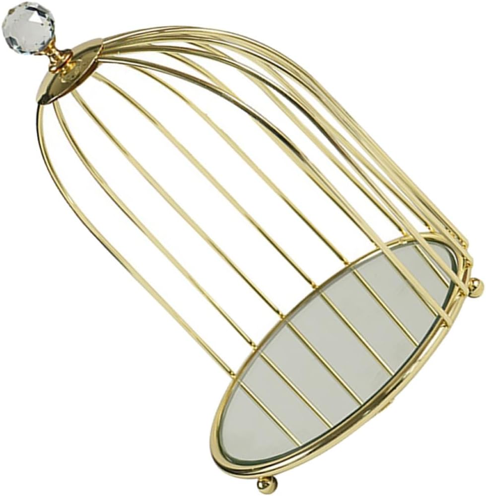 MAGICLULU 1pc Creative Bird Cage Jewelry Storage Rack European-style Iron Art Organizer for Cosmetics and Skin Care Products Multifunctional Display Stand for Home Decor