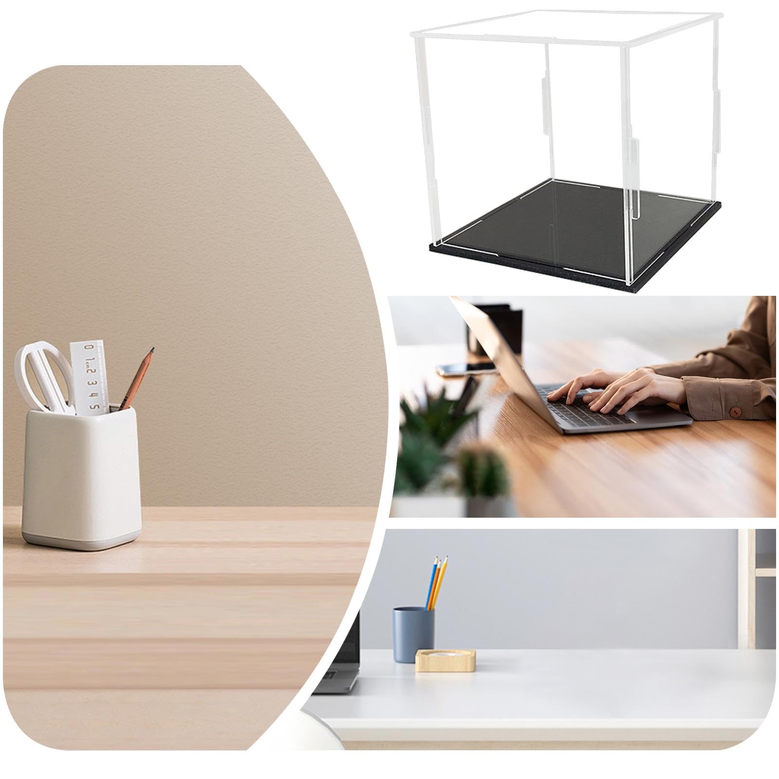 nbeads 3 niveaus transparante acryl vitrine, heldere figuren, displaydozen, werkbladen, opbergkubus, organizer, stofdichte bescherming, vitrine voor actiepopfiguren, verzamelobjecten, 23,5 x 22 x 27