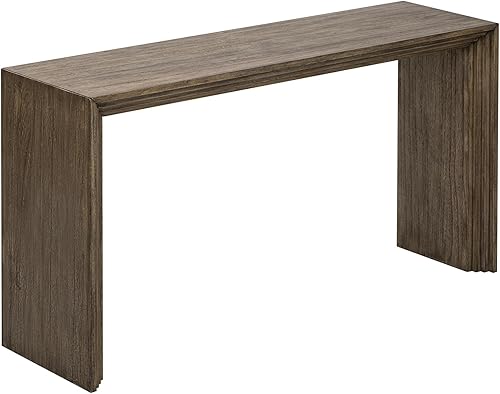 Miniatura 22 de Mesa consola contemporánea con parte superior de madera de hormigón de inspiración industrial, armario de almacenamiento de acento para sala de Gris