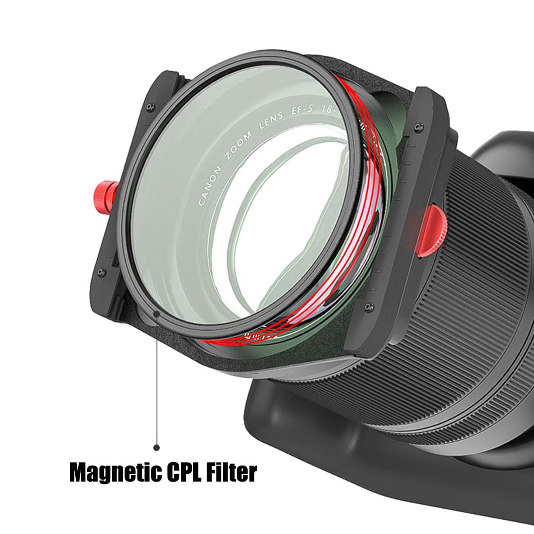 Kase K9 100 mm kit de soporte de filtro de metal cuadrado con filtro CPL magnético de 90 mm y anillo adaptador 67/72-82, anillo adaptador de soporte de 77/82 mm