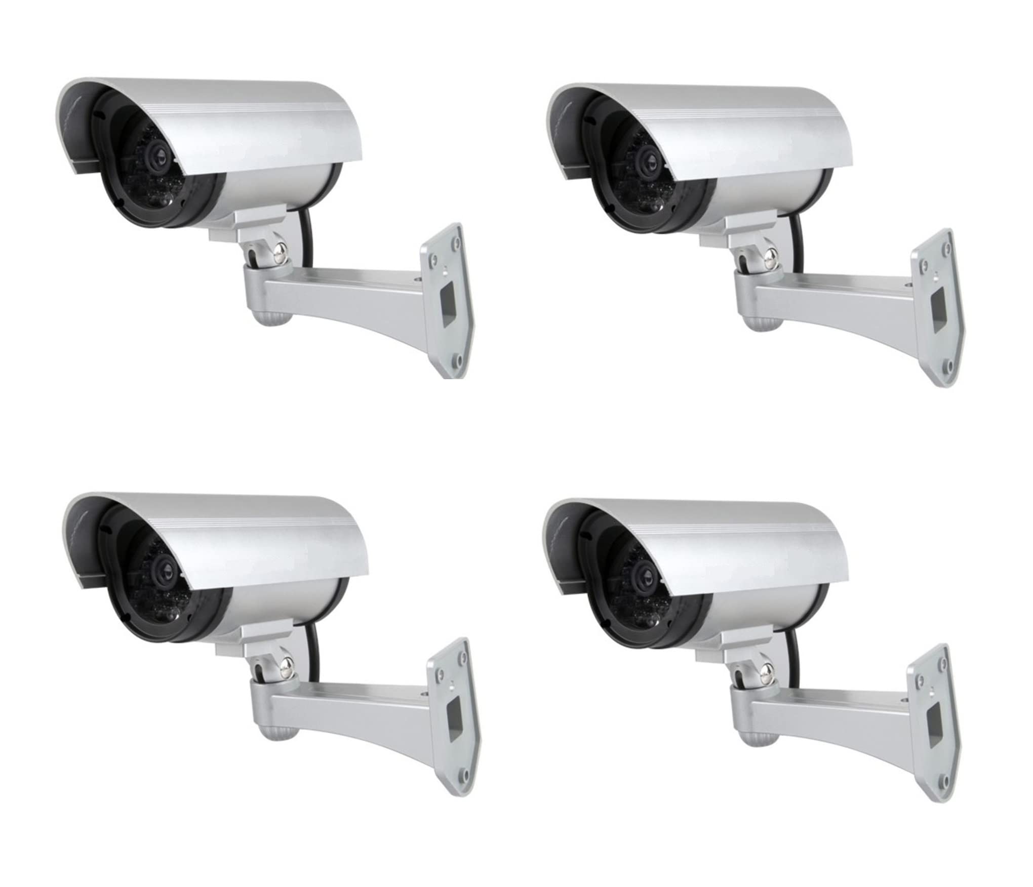 4 Telecamere Finte Da Esterno Per Sorveglianza Luce Led Lampeggiante Infrarossi