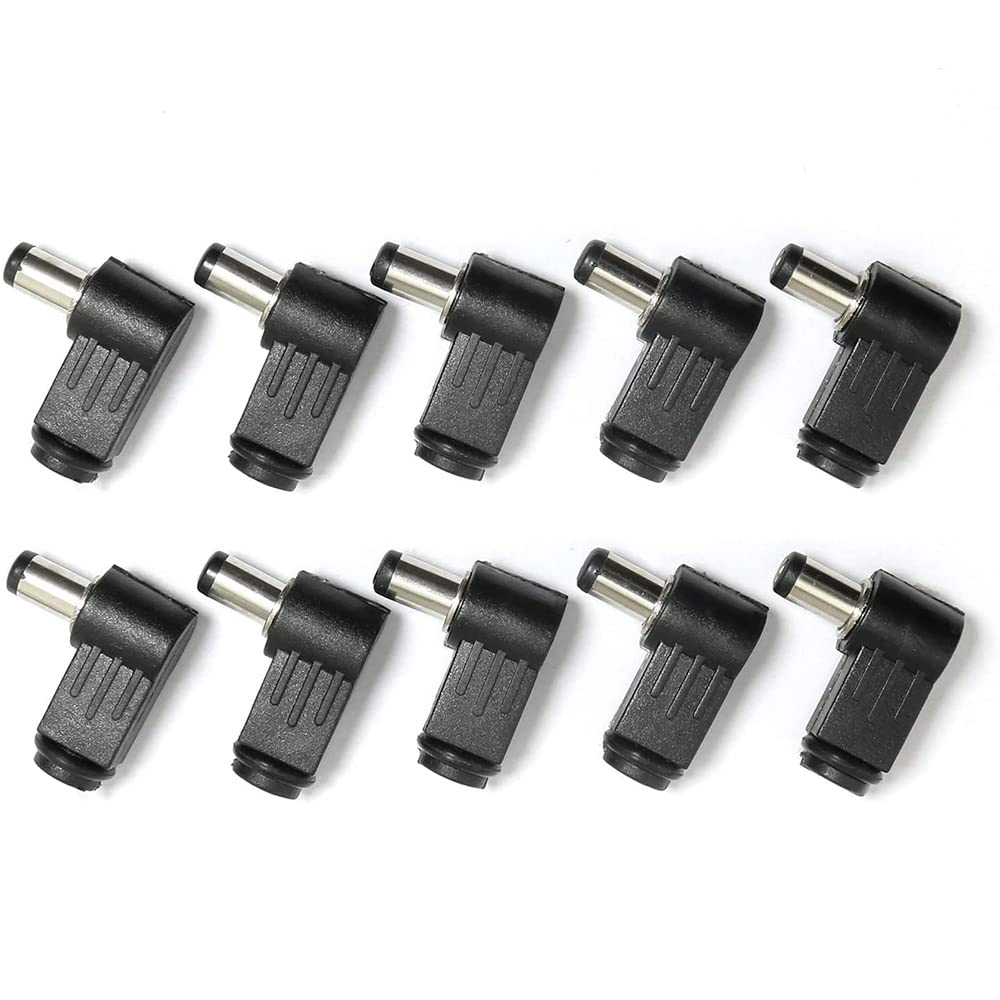 10 Piezas 90 Grados Ángulo Recto 2,5X5,5mm 2,5mm Cable de Alimentación Cc Enchufe Macho Conector Adaptador de Punta de Cable de Soldadura, 5525