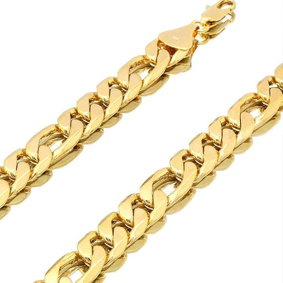14k Italian Figaro Link Chain Necklace 12 mm 24