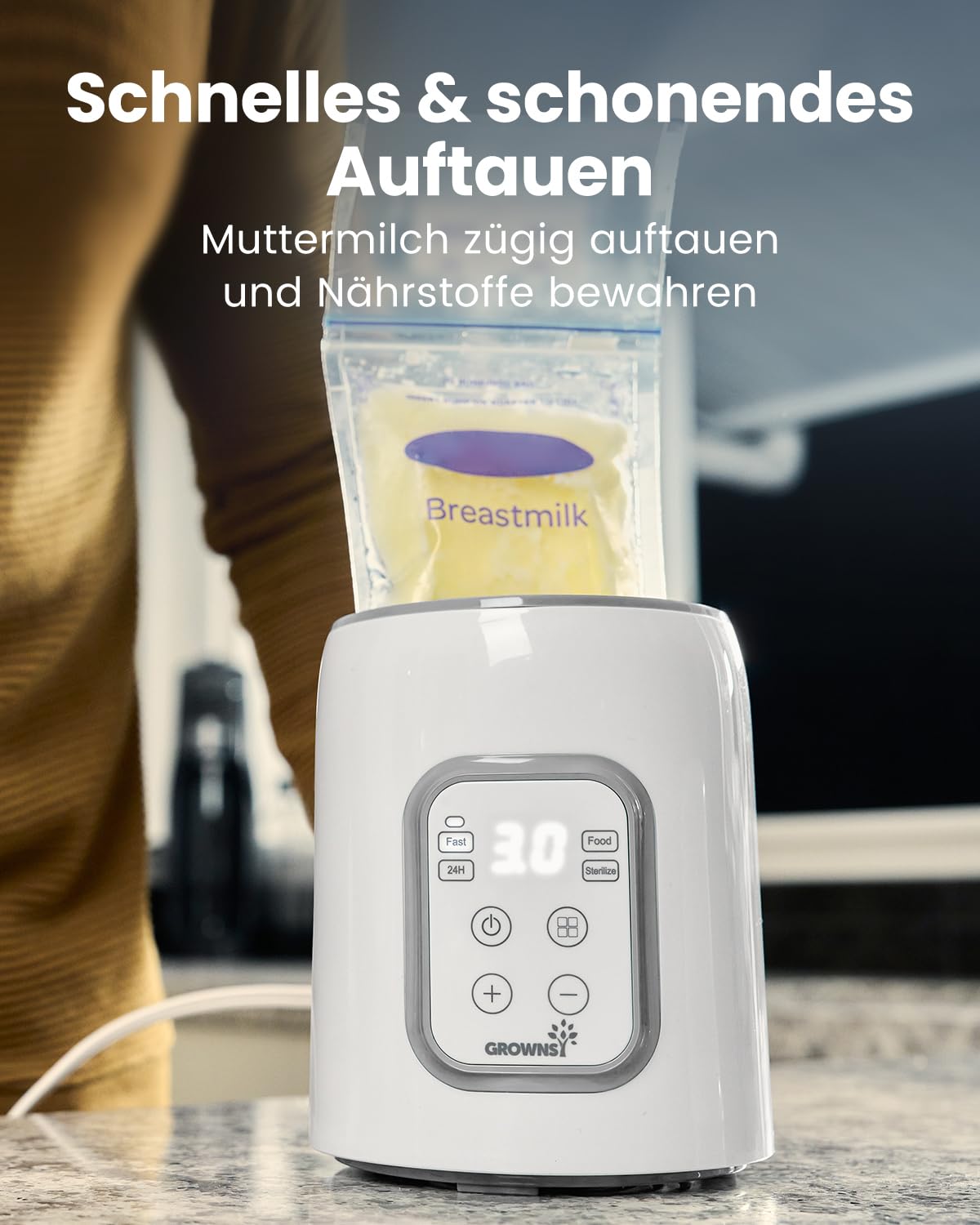 GROWNSY 10-in-1 Flaschenwärmer Baby Flaschenwärmer & Sterilisator für alle Flaschen, Schnelles Aufheizen, Präzise Temperaturkontrolle, Automatisches Abschalten – Für Milch, Brei, Auftauen – BPA-fre