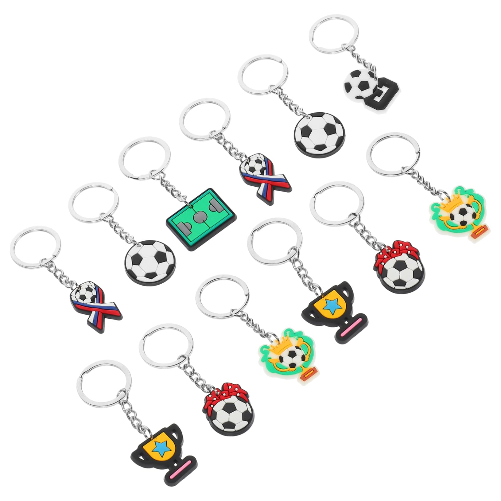 Abaodam 5 juegos de llaveros de fútbol decorativos colgantes de fútbol, llaveros únicos para mochila, eventos deportivos, fiestas, amantes de los deportes, ocasiones especiales, 35 unidades