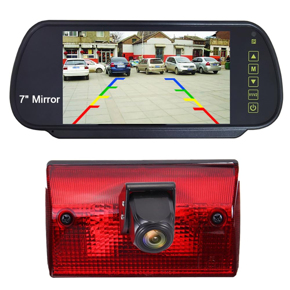 Câmera reserva de luz de freio terceira câmera de ré para montagem no teto + espelho LCD