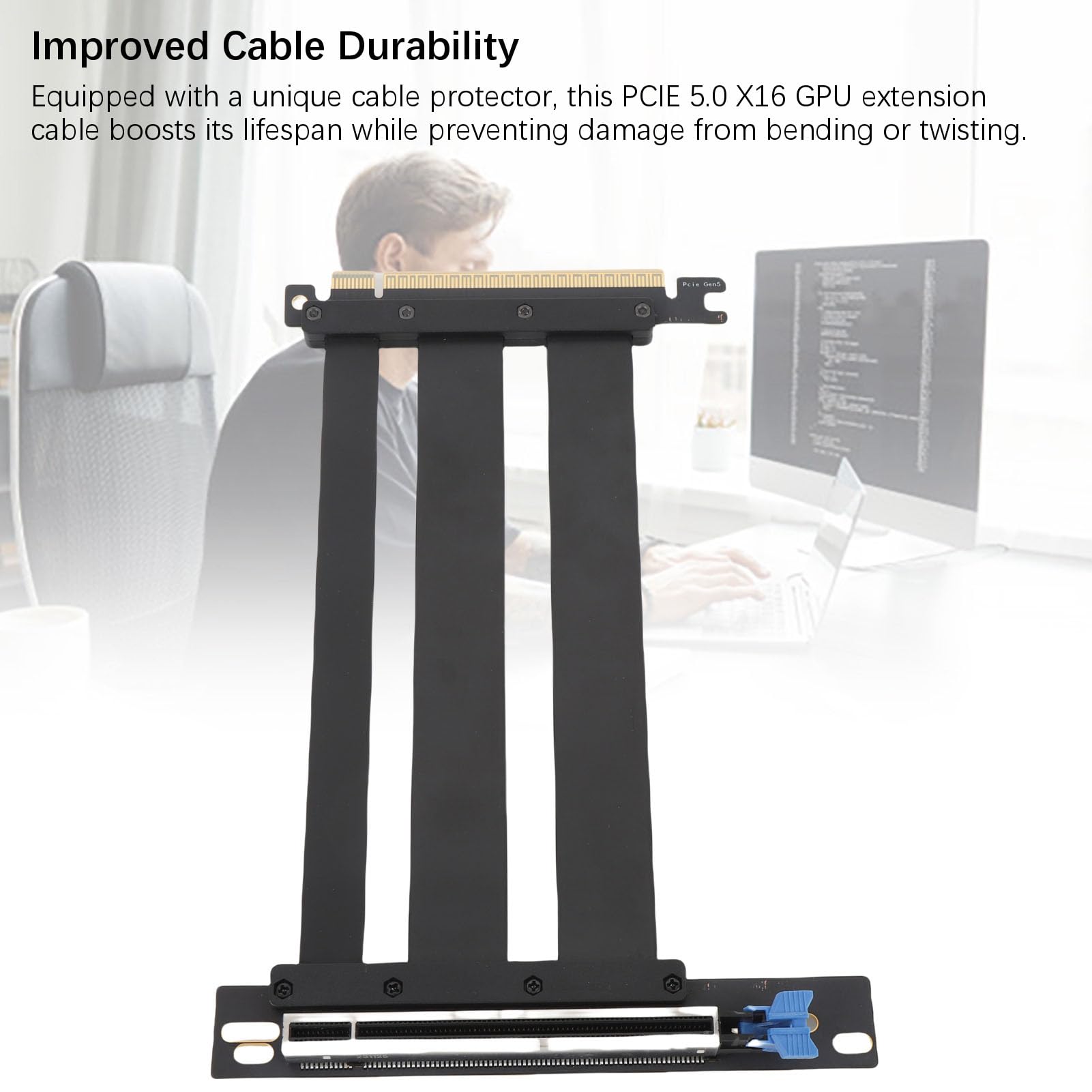 Zunate Kabel Pionowy PCIE 5.0 X16, Gen 5 GPU Graficzna Karta Przedłużacza Kabel Exter -Celd 128 Gbps 90 Stopni Adapter dla 4090 TI, PC Case Server ITX Buduje Systemy Chłodzenia Wody (15 cm)