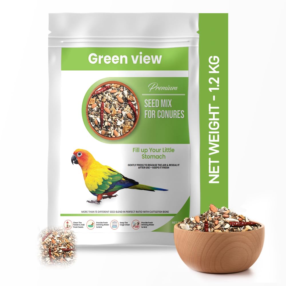 Green view|Premium|Seed Mix for Conures|Net Weight 1200 GM More Than 15 Different Seed Blend in Perfect Ratio with Cattlefish Bone (B0CSZ3BTSW) Amazon Price History, Amazon Price Tracker
