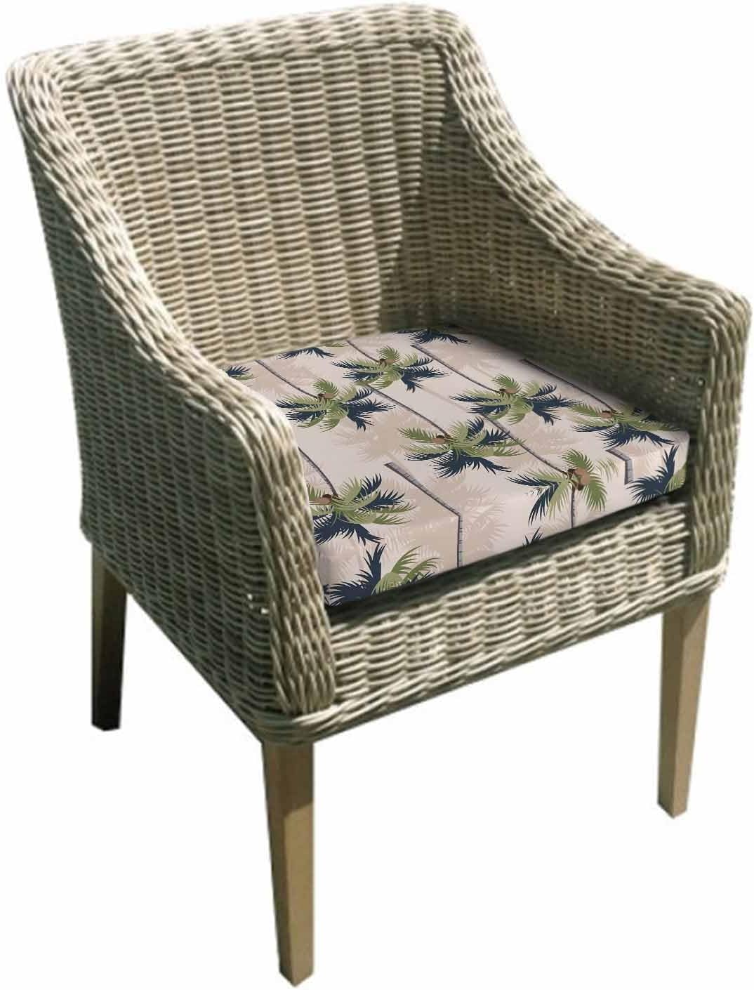Outdoor Chair Seat Covers, Vintage Summer Tropical Coconut Tree Waterproof Cushion Cover Sectional Summer Beach Furniture Protector Slipcovers for Dining Room Party Event Chairs 2 Pack 22x22In