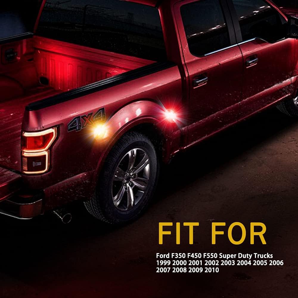 nifeida Dually Bed Fender Side Marker Lights for Ford 1999-2014 F250 F350 F450 F550 Super Duty Front Rear Wheel Waterproof LED Clearance Lamp w/T10 Plug (2pcs Amber & 2pcs Red)