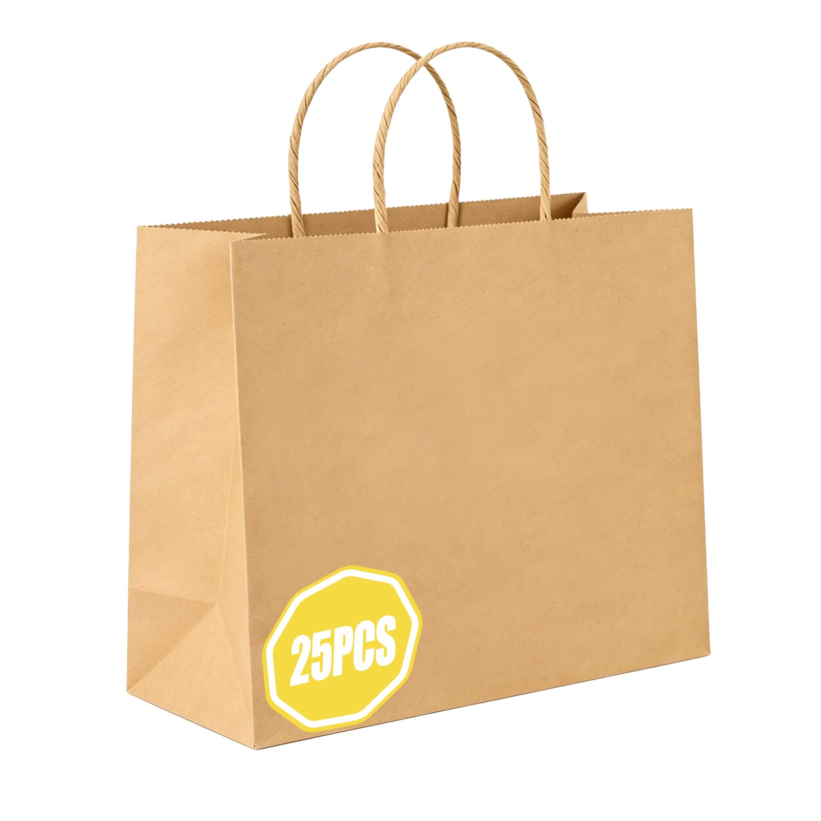 Crisgus Paper Bags with Handles (brown, 25pcs 18x10x25cm)