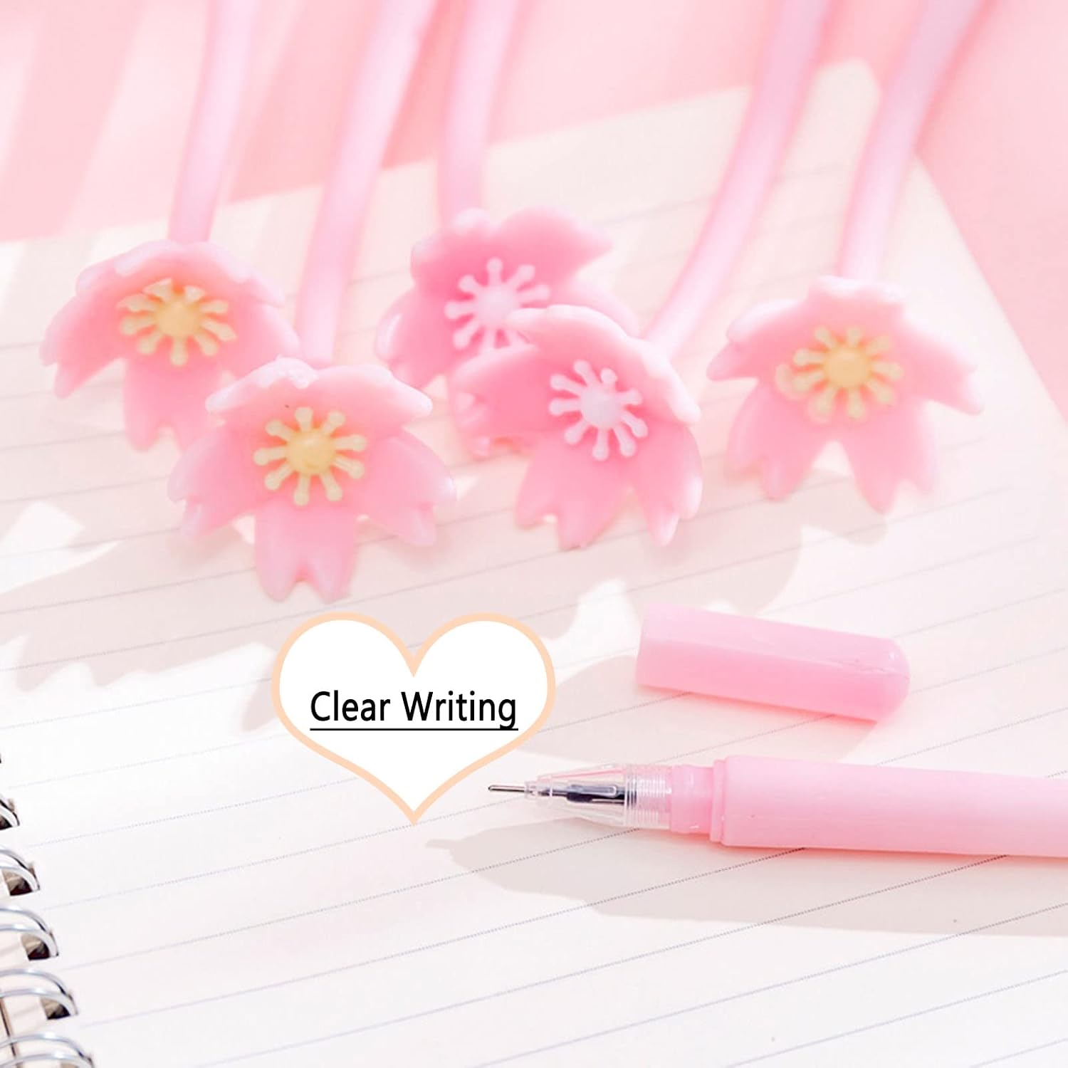 20PCS Romantic Black Gel Ink Pens, Smooth Writing, Dreamy Cherry Blossom Design, Recyclable image 4