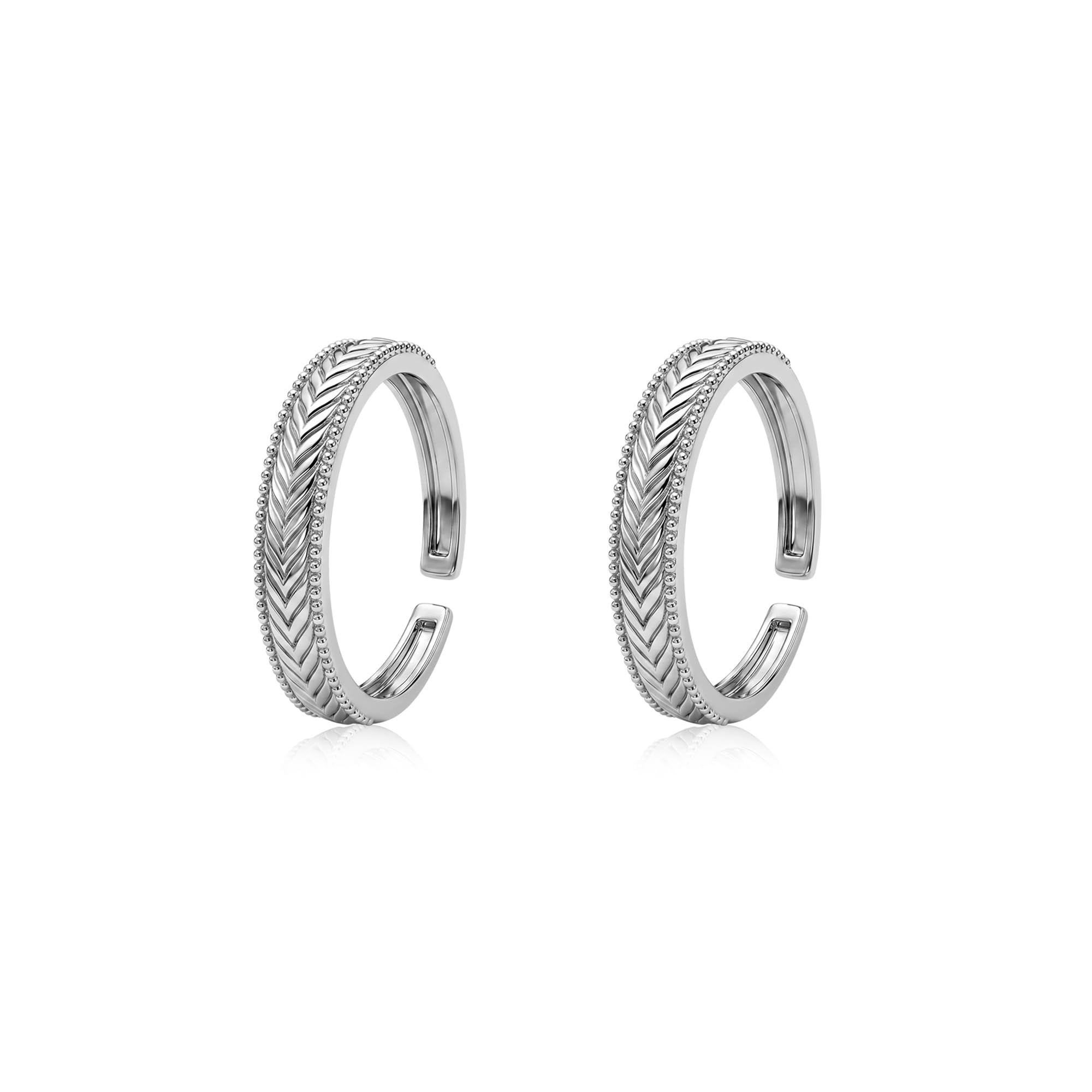 925 Silver Braided Textured Bichhiya Toe Rings for Women-image-31