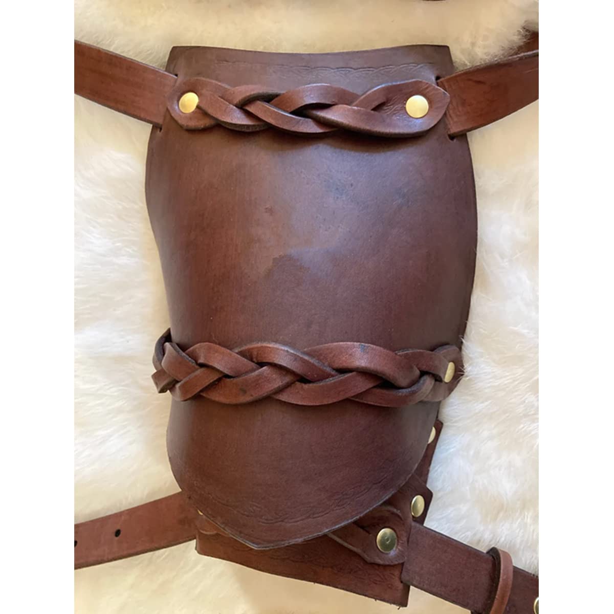 BaronHong Men's Leather Shoulder Armors Steampunk Body Chest Harness Medieval Viking Gothic Knight Armor Adjustable (Black, M