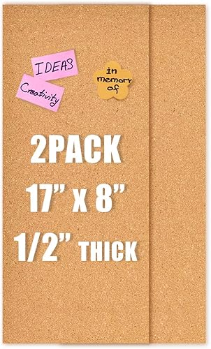 Miniatura 7 de Aitakatta Tablón de anuncios de azulejos de corcho de 17 x 8 pulgadas, tableros de corcho autoadhesivos de 14 de pulgada de grosor para paredes,