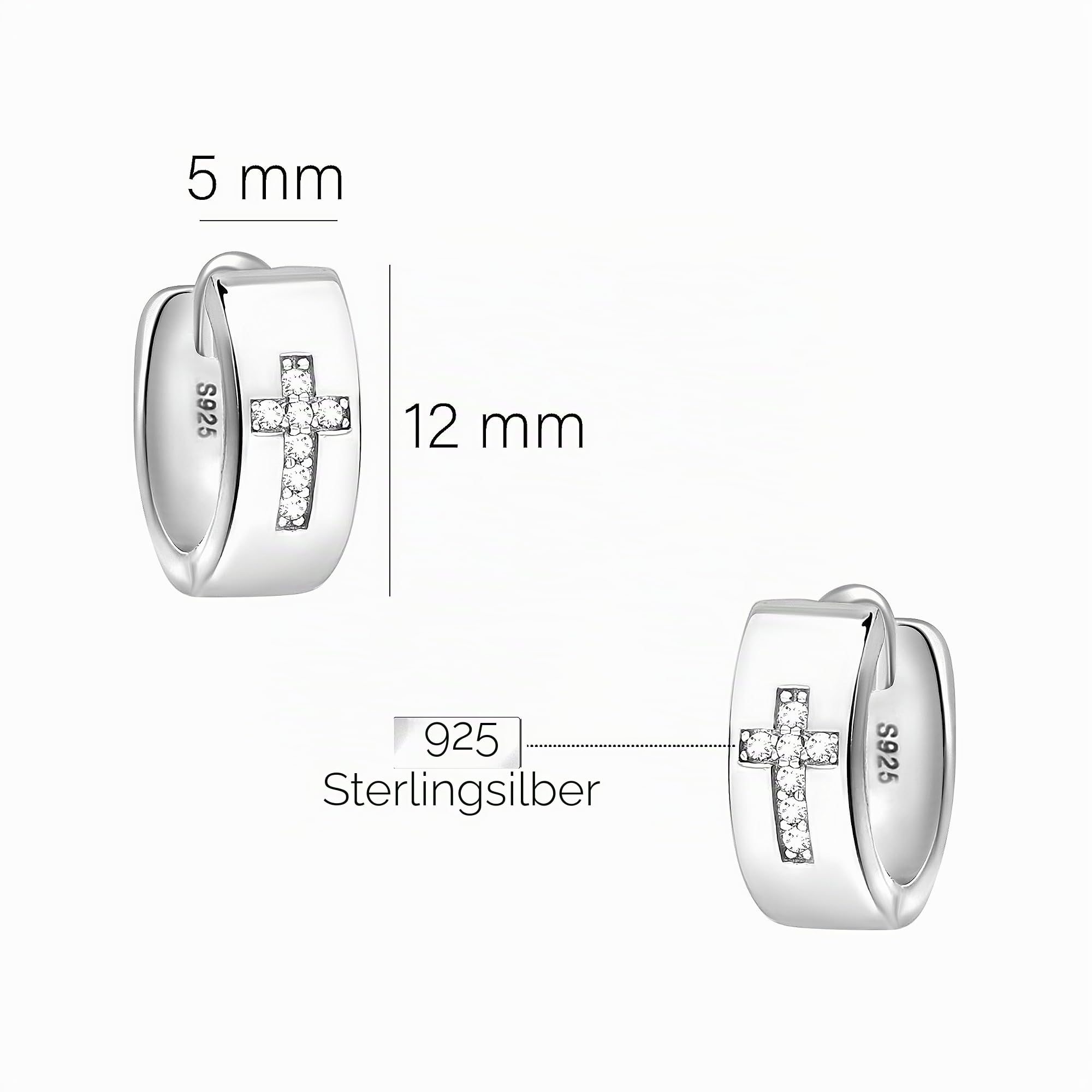 SOFIA MILANI - Damen Ohrringe 925 Silber - mit Zirkonia Steinen - Kreuz Creole