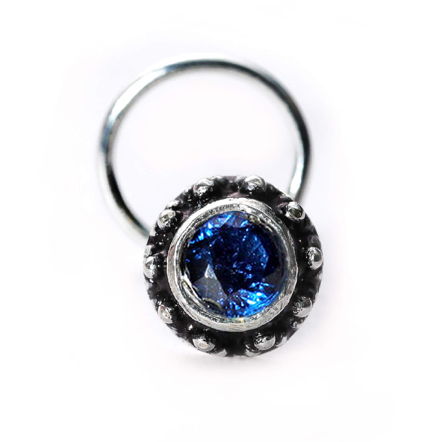 Stone Nose Pin Wire Nose Pin in Pure 92.5 Sterling Silver-image-40